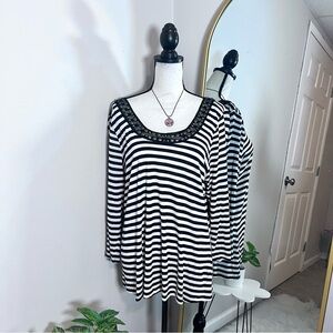 Jessica Simpson Striped Black and White Women's Top